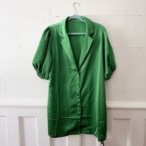 Beulah style green satin dress size large